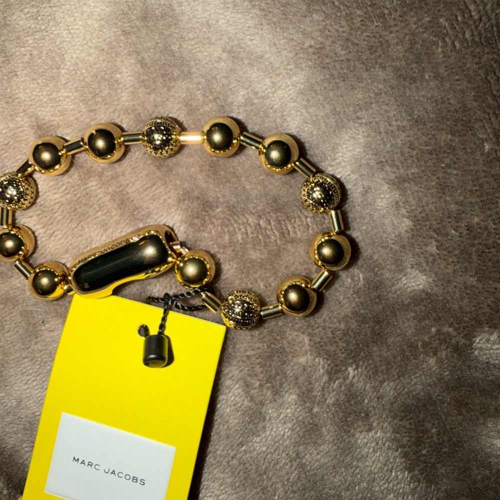 Marc Jacobs Gold Logo Beaded Bracelet